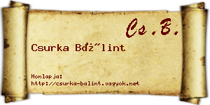 Csurka Bálint névjegykártya